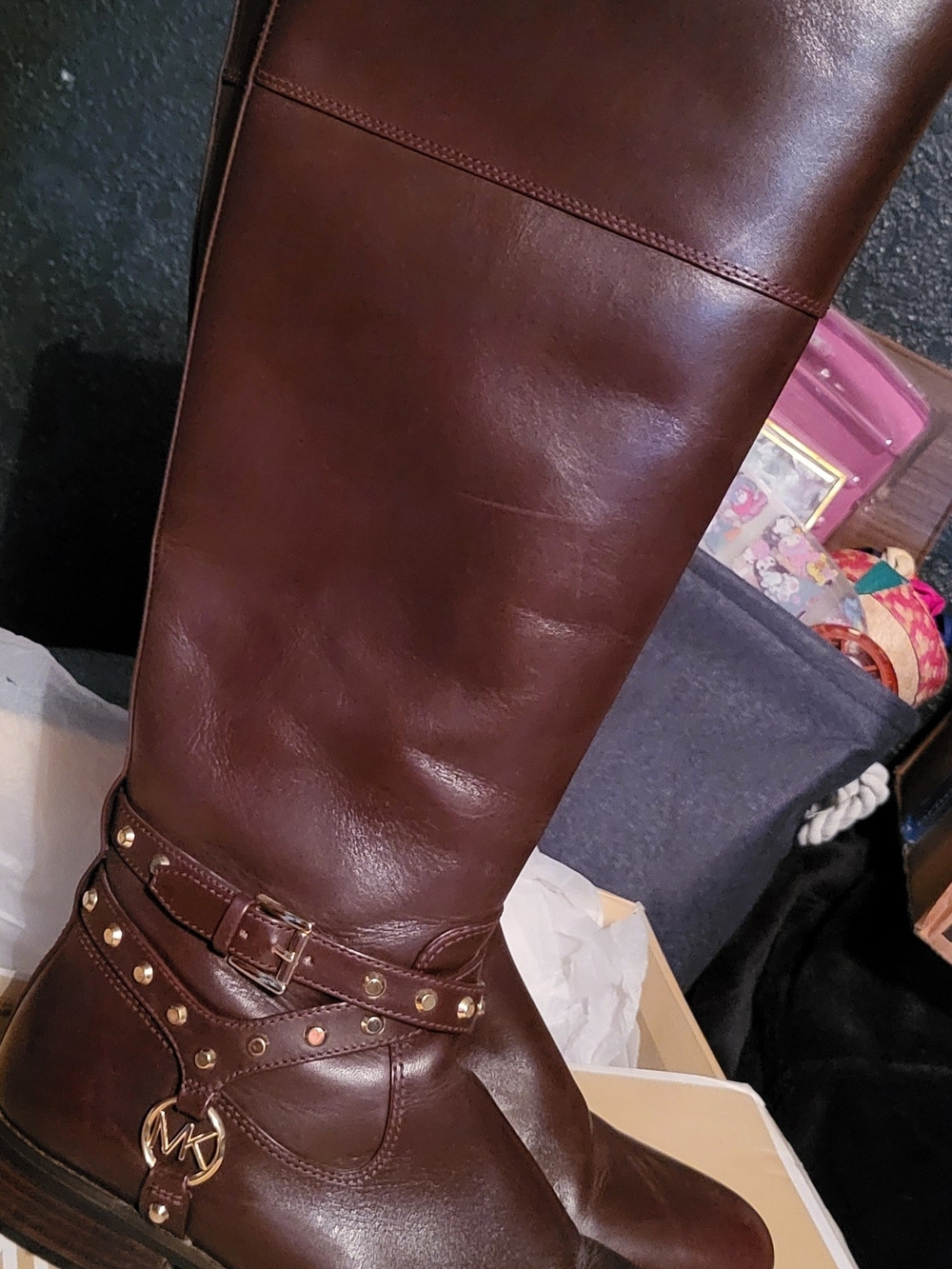 Michael Kors Brown Leather Tall Riding Boots